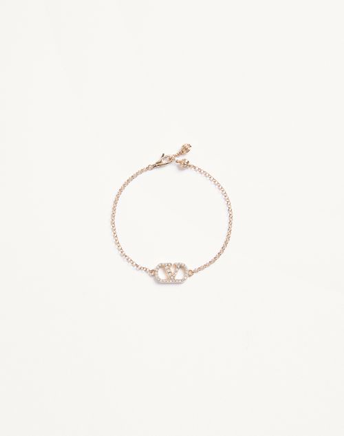 Valentino Garavani - Vlogo Signature Bracelet In Metal And Swarovski® Crystals - Gold/crystal - Woman - Jewelry