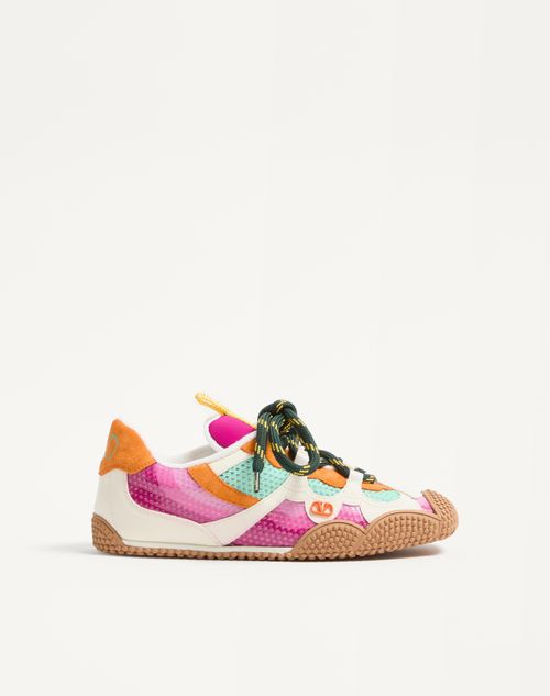Valentino Garavani - Zapatilla Amphibia De Cuero De Becerro Engomado Y Serraje - Fucsia - Mujer - Sneakers