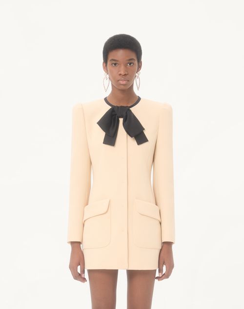 Valentino - Caban En Crêpe De Laine - Bouleau/noir - Femme - Vestes Et Manteaux