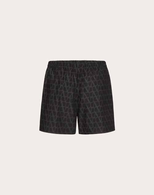 Valentino - Cotton Shorts With Toile Iconographe Print - Black - Man - Trousers And Shorts