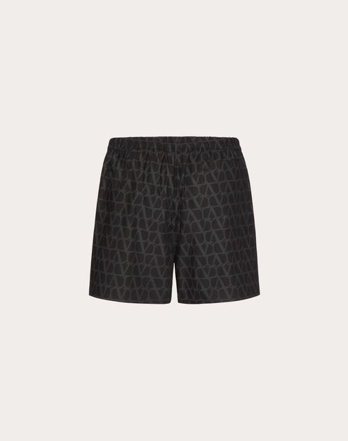 Valentino - Cotton Shorts With Toile Iconographe Print - Black - Man - Shelf - Mrtw - Pre Ss24 Toile