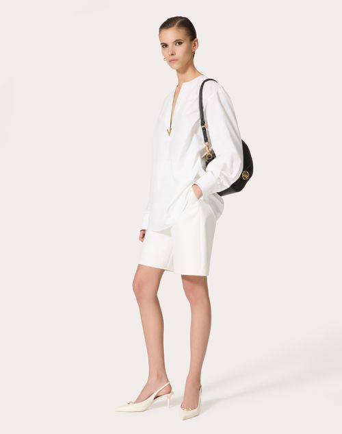 Valentino - Light Double Splittable Gabardine Bermuda Shorts - White - Woman - Ready To Wear