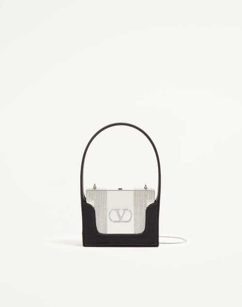 Valentino Garavani - Minaudière Valentino Garavani Minaumorphe De Metal Con Cristales De Swarovski® Y Estuche De Satén - Paladio/negro - Mujer - Bolso De Mano