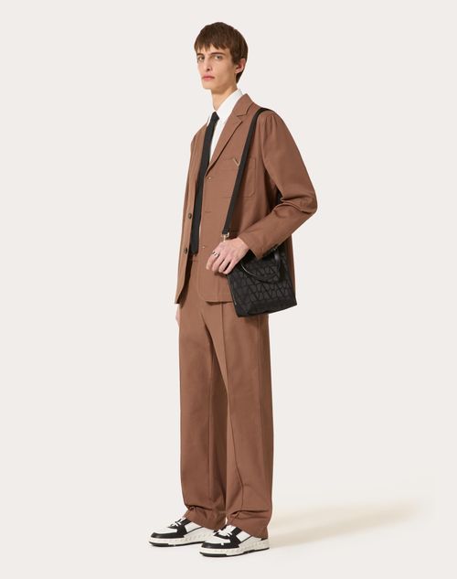 Valentino Garavani - Toile Iconographe Mini Shopping Bag In Technical Fabric With Leather Details - Black - Man - Totes