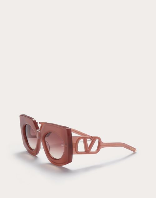 Valentino - V - Soul Occhiale A Farfalla Squadrato Oversize In Acetato - Powder Rose - Donna - Occhiali Da Sole