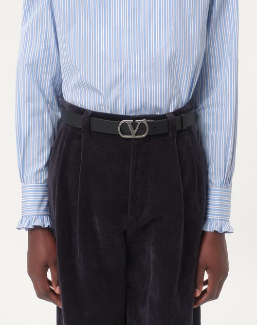 Valentino Garavani - Vlogo Signature Reversible Shiny Calfskin Belt 30 Mm - Black - Man - Belts