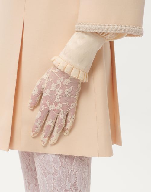 Valentino Garavani - Vlogo Signature Lace Gloves - Butter/gold - Woman - Hats And Gloves
