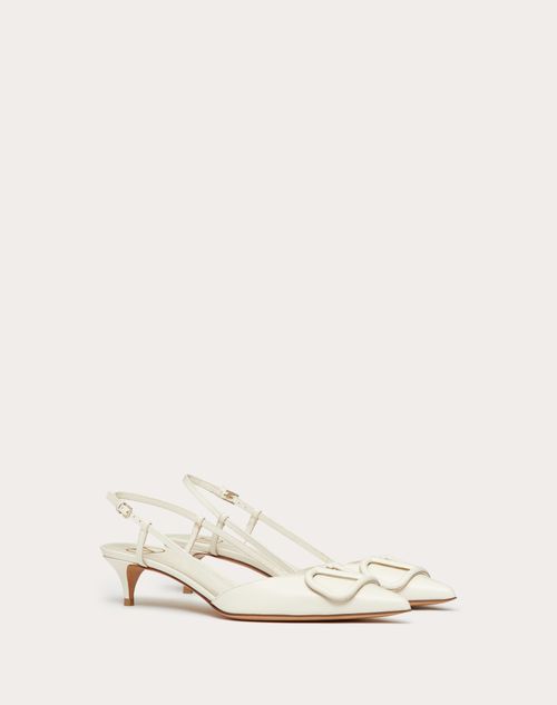 Valentino Garavani - Vlogo Signature Calfskin Slingback Pump 40 Mm / 1.6 In. - Light Ivory - Woman - Woman Shoes Sale