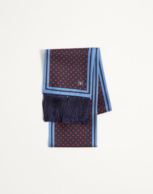 Valentino Garavani - Plusdepois Silk Bandeau Scarf With Fringe - Blue/red/azure - Man - Soft Accessories