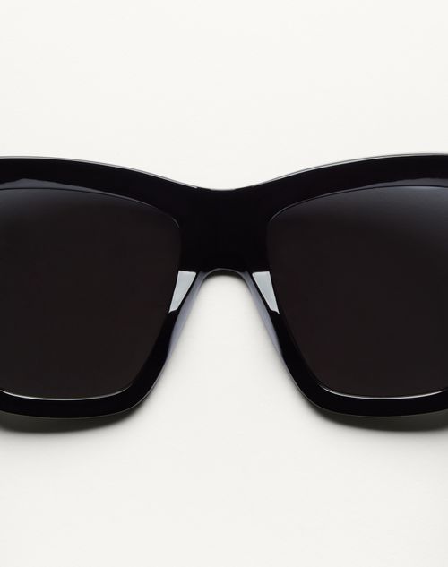 Valentino - Rectangular Acetate Eyewear - Black/grey - Woman - Eyewear