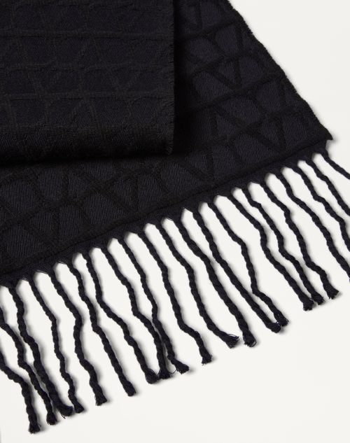 Valentino Garavani - Toile Iconographe Wool Scarf - Black - Woman - Shelf - Vgd Accessories - Woman Accessories Sale