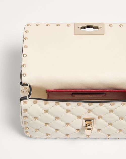 Valentino Garavani - Valentino Garavani Rockstud Spike Small Shoulder Bag In Nappa Leather - Light Ivory - Woman - Shoulder Bags