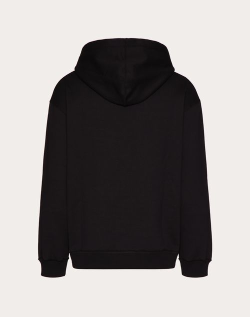 Hooded Sweatshirt With Vltn Print for Man in Black