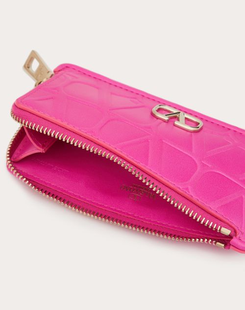 Valentino Garavani Women's Leather Toile Iconographe Calfskin Cardholder with Zip - Pink - Wallets
