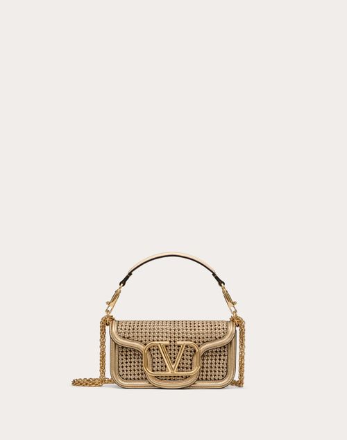 Valentino Garavani - Valentino Garavani Locò Small Shoulder Bag In Metallic Woven Leather - Gold - Woman - Bags