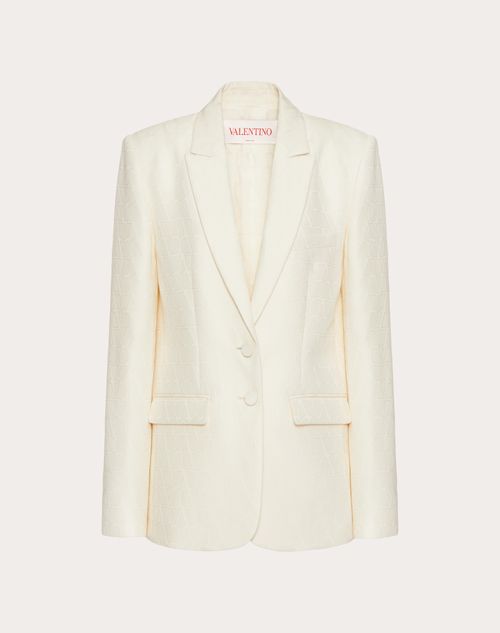 Valentino - Blazer In Toile Iconographe Crepe Couture - Ivory - Woman - Jackets And Blazers
