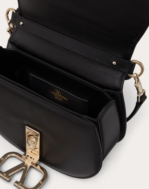 VALENTINO Garavani V Sling Leather Chain Shoulder Bag in Black