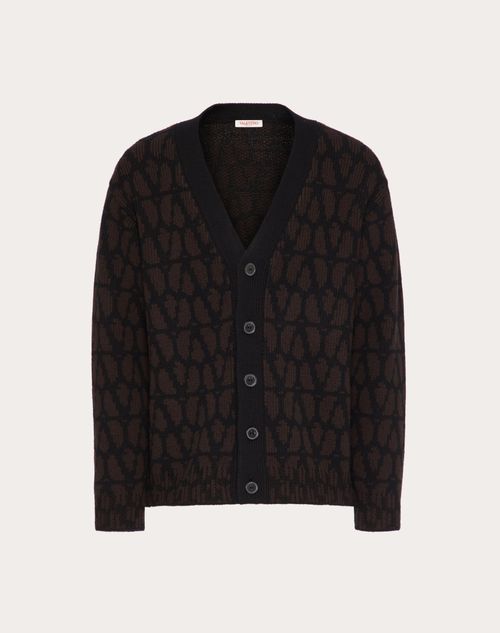 Valentino - Wool Cardigan With Toile Iconographe Pattern - Black - Man - Apparel