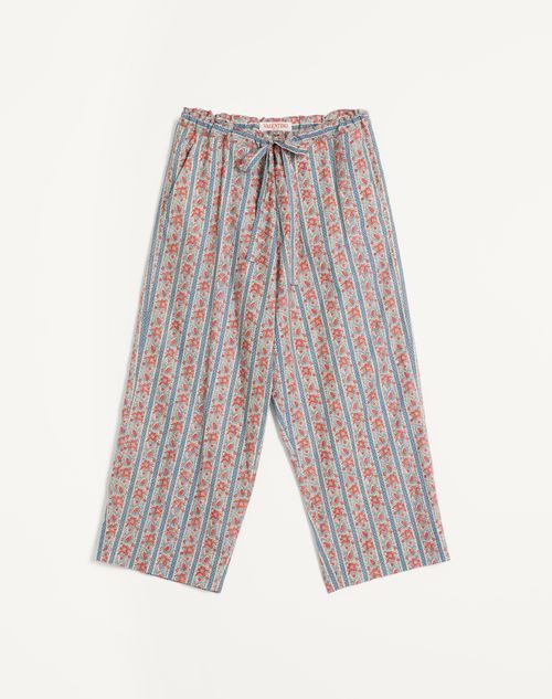 Valentino - Cotton Muslin Pajama Pants With Voyage Imaginaire Print - Beige/blue/red - Man - Pants And Shorts