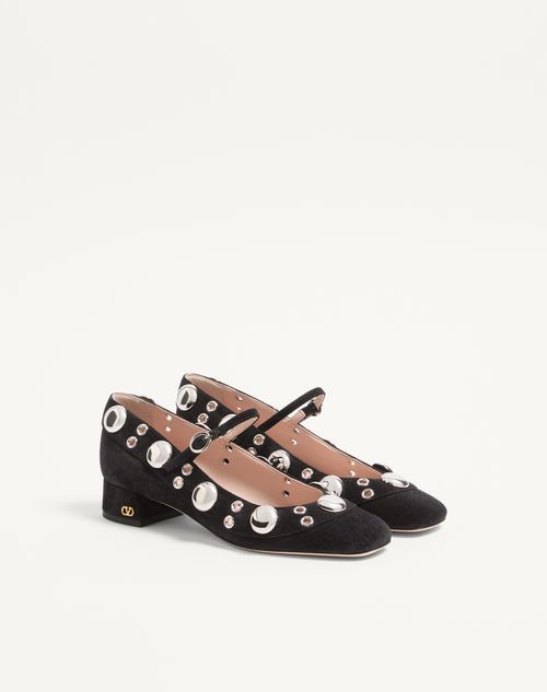 Valentino Garavani - Nellcôte Mary-jane Pumps In Crust Leather 30mm - Black - Woman - Ballerinas