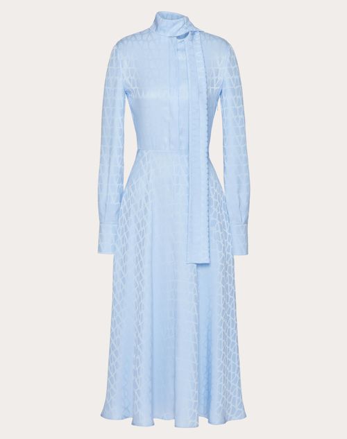 Valentino - Abito Midi In Silk Jacquard Toile Iconographe - Iris Liliac - Donna - Abiti