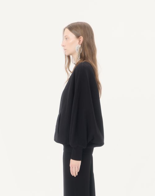 Valentino - レース コットンジャージー スウェットシャツ - ブラック - ウィメンズ - Tシャツ & スウェット
