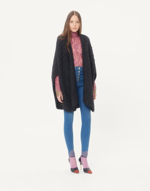 Valentino Garavani - Wool And Mohair Poncho - Anthracite - Woman - Soft Accessories