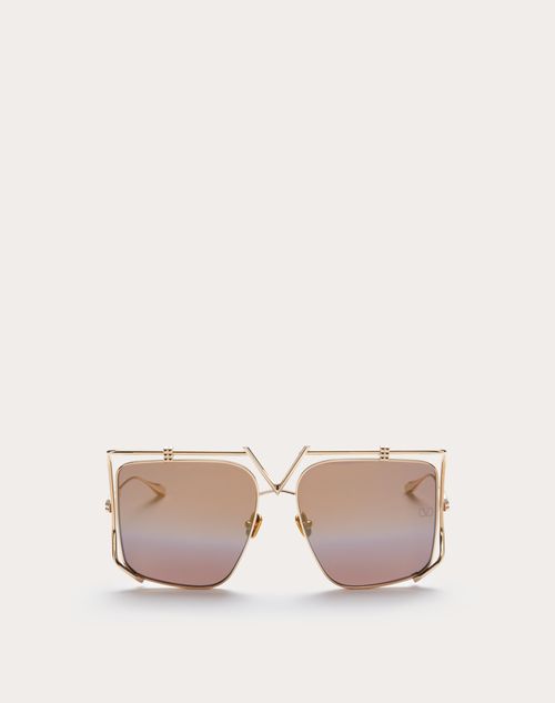 Valentino - Lunettes V-light Carrées Oversize En Titane - Marron - Unisexe - Lunettes De Soleil