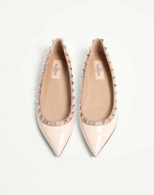 Valentino Garavani - Patent Rockstud Ballet Flat - Ivory/poudre - Woman - Ballerinas