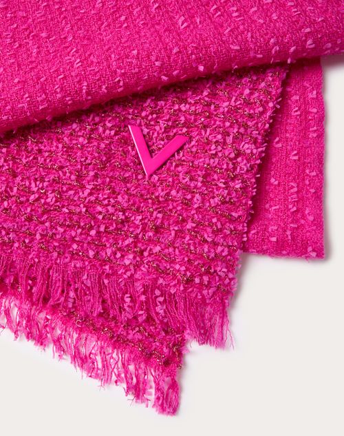Valentino Garavani - Sciarpa V Detail In Misto Cachemire - Pink Pp - Donna - Saldi Borse E Accessori Donna