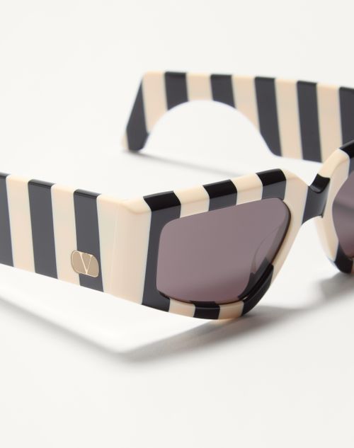 Valentino - Geometric Acetate Eyewear - Ivory/black/grey - Woman - Eyewear