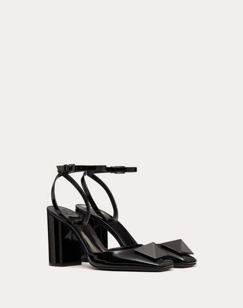 Valentino Garavani - Escarpins One Stud En Cuir Verni Avec Maxi Stud Assorti, Talon : 90 mm - Noir - Femme - Soldes Femme