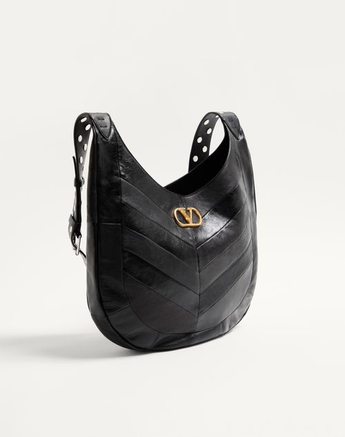 Valentino Garavani - Valentino Garavani Hoboho Nappa Leather Hobo Bag With Chevron Pattern - Black - Woman - Woman F&f Integration