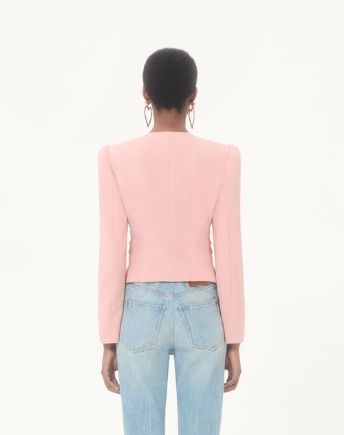 Valentino - Cropped Jacket In Crispy Light Wool - Pink - Woman - Jackets And Blazers