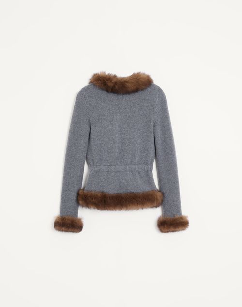 Valentino - Cashmere Jacket With Shearling Trim - Grey - Woman - Jackets And Blazers