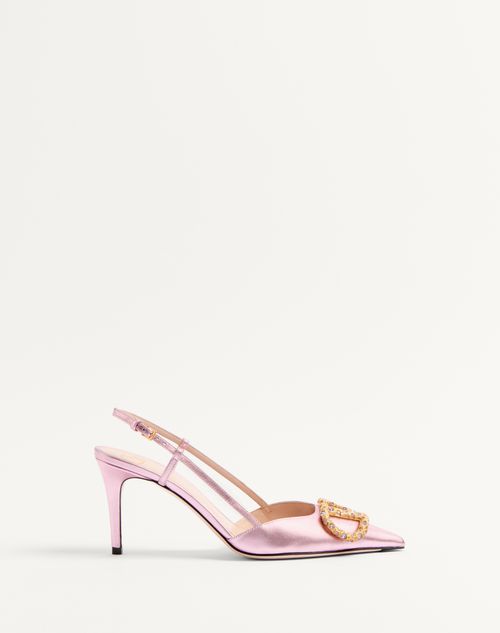 Valentino Garavani - Vlogo Signature Slingback Pump In Laminated Nappa Leather 80mm - Multicolor - Woman - Shoes