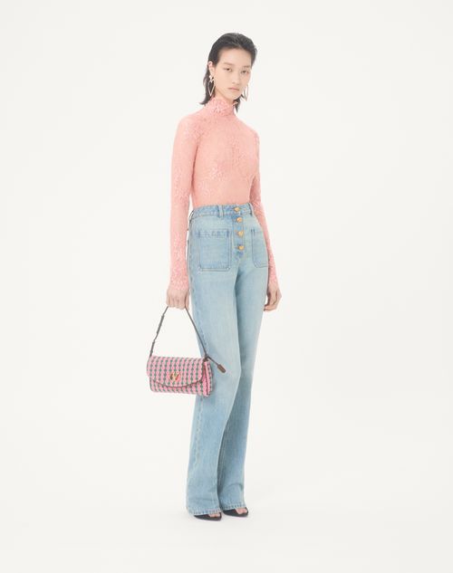 Valentino Garavani - Valentino Garavani Devain Small Shoulder Bag In Crochet Fabric - Pink/green - Woman - Shoulder Bags