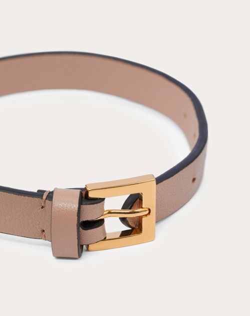 VALENTINO GARAVANI: VLogo Signature bracelet in leather - Brown