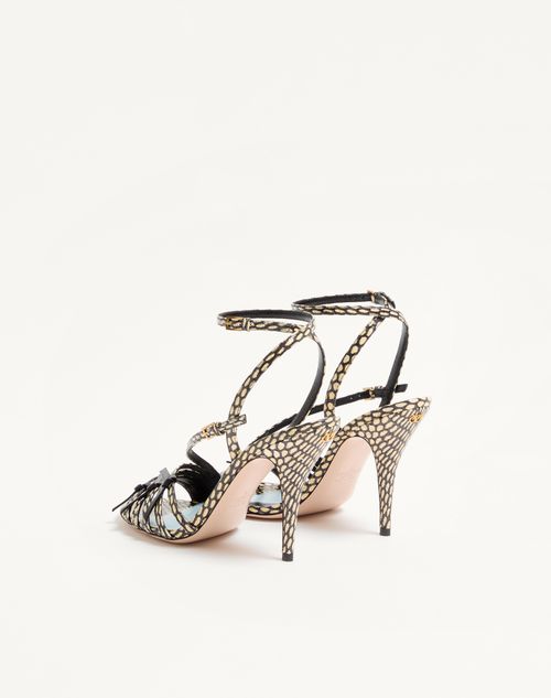 Valentino Garavani - Nodine Elaphe Sandal 100mm - Ivory/black - Woman - Sandals