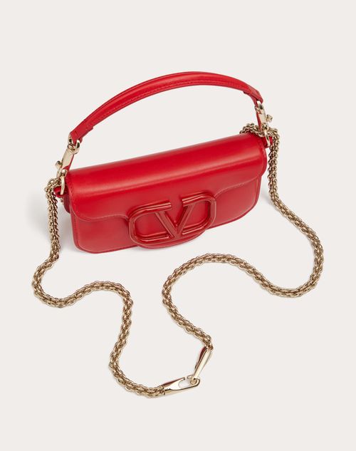 Valentino Red Pebbled Calfskin Leather Vsling Small Shoulder Bag