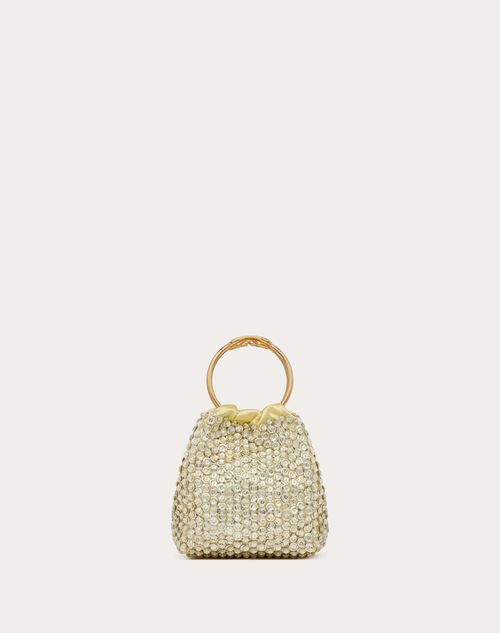 Valentino Garavani - Small Carry Secrets Embroidered Bucket Bag - Palladium/crystal/grey - Woman - Partywear