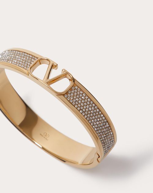Valentino Garavani - Vlogo Signature Metal And Swarovski® Crystal Bangle - Gold - Woman - Jewelry