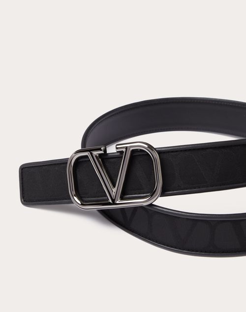 Valentino VLOGO SIGNATURE REVERSIBLE ELK-PRINT CALFSKIN BELT 30 MM