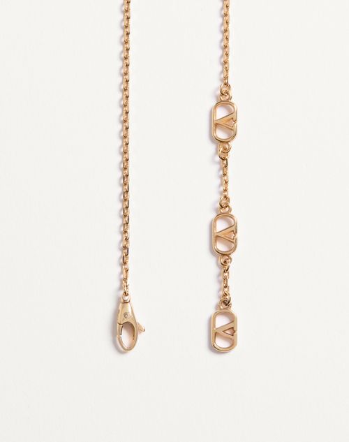 Valentino Garavani - Vlogo Signature Necklace In Metal, Swarovski® Crystals And Glass Drops - Gold/crystal/pink - Woman - Jewelry