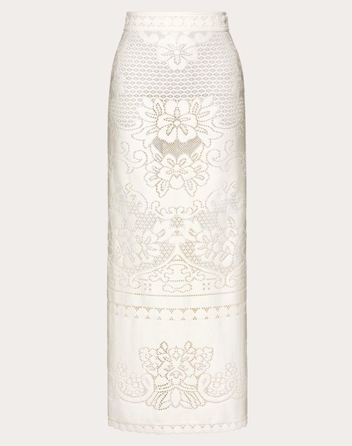 Valentino - Cotton Lace Midi Skirt - Almond - Woman - Gifts For Her