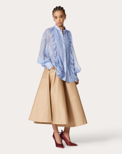 Valentino - Stretch Cotton Midi Skirt - Beige - Woman - Winter Shop