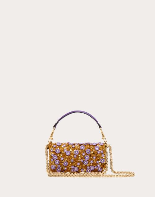 Valentino Garavani - Valentino Garavani Locò Small Embroidered Shoulder Bag In Nappa - Gold - Woman - Woman Bags & Accessories Private Promotions