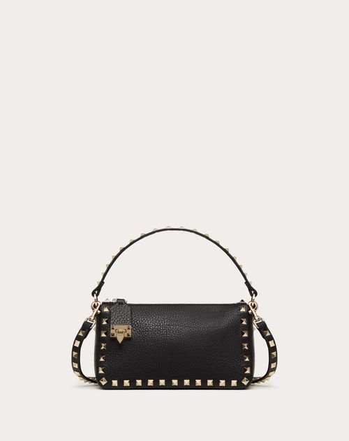 Valentino Garavani - Bandolera Rockstud Pequeña De Cuero De Becerro Graneado - Negro - Mujer - Bolsos