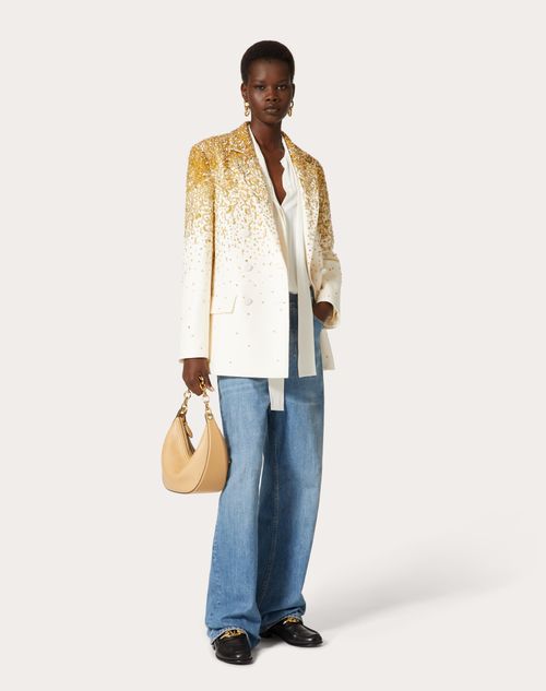 Valentino - Embroidered Crepe Couture Blazer - Ivory/gold - Woman - Gift Guide