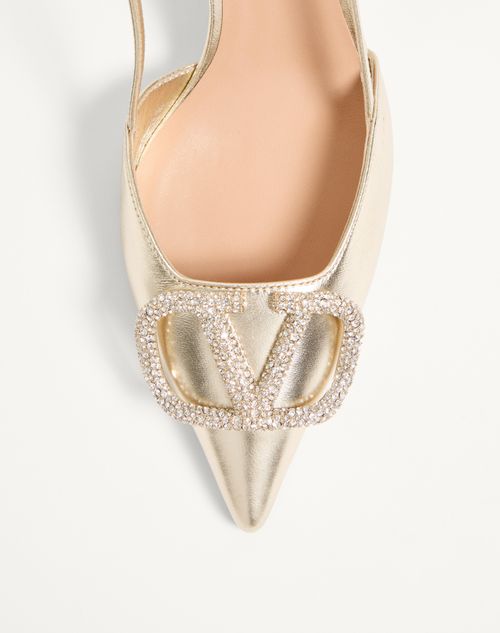 Valentino Garavani - Vlogo Glow Laminated Nappa Slingback Pump 80 Mm / 3.15 In. - Platinum - Woman - Shoes
